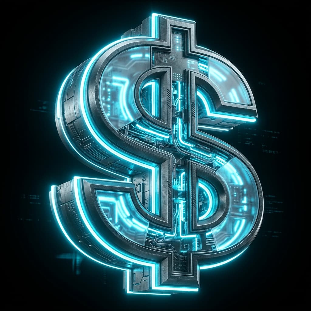 Neon Cyber Dollar Sign